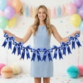 thumbnail image 4 of 8-Piece Blue Satin Bow Garland - Elegant Blue Satin Bows with Streamers for Wedding, Birthday, Baby Shower, Party Table Decor, Home Hanging Decoration, 4 of 6