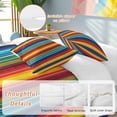 thumbnail image 2 of 3 Piece Abstract Vertical Striped Duvet Cover Set Full Size,Microfiber Comforter/Quilt Cover with Corner Ties and 2 Pillowcases,Colorful Rainbow Stripes Retro All Season Bedding with Zipper Closure, 2 of 8