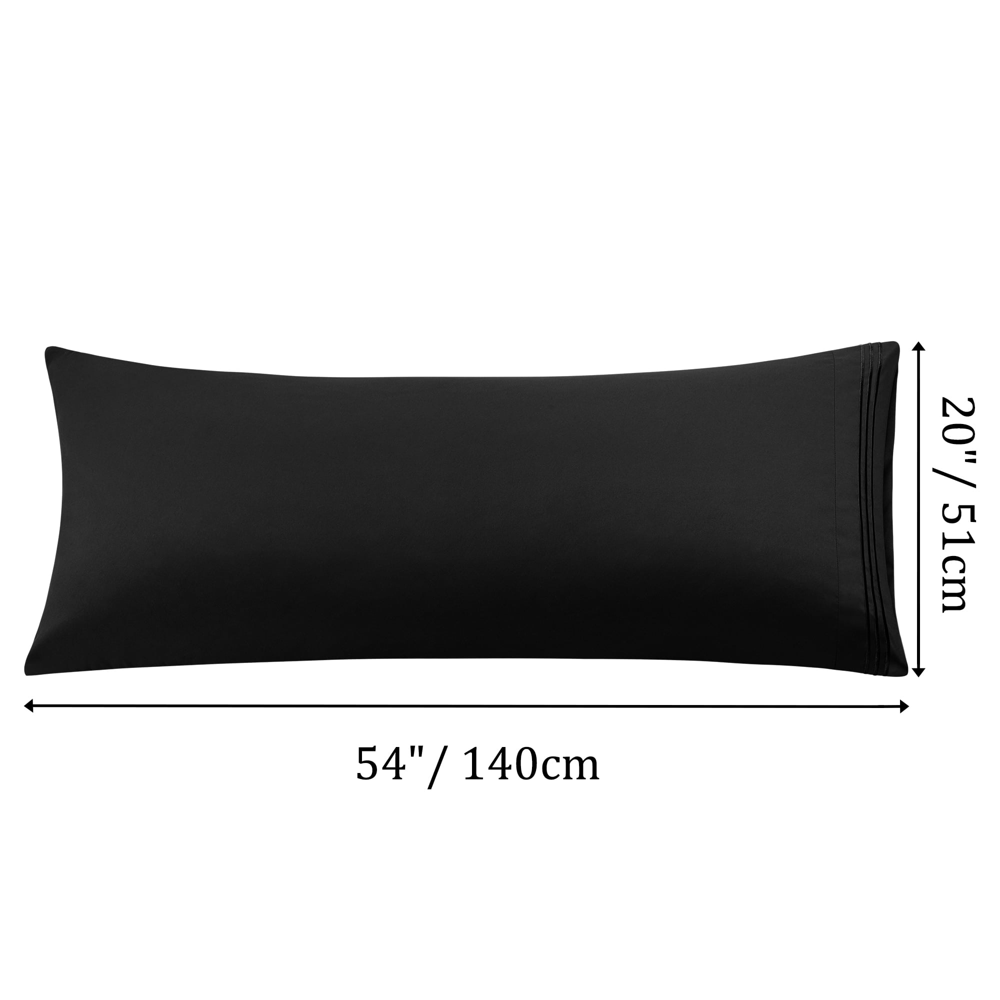Unique Bargains Polyester Body Pillowcases Soft with Zipper Black 20"x54"
