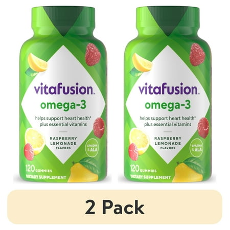 (2 pack) vitafusion Omega-3 Gummy Vitamins, Berry Lemonade Flavor Heart Health Vitamins(1), 120 Count