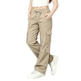 thumbnail image 3 of sususu Girls Cargo Pants Size 7-8 Kids Drawstring Elastic Waist Casual Jogger Pants with Pockets (Khaki), 3 of 8