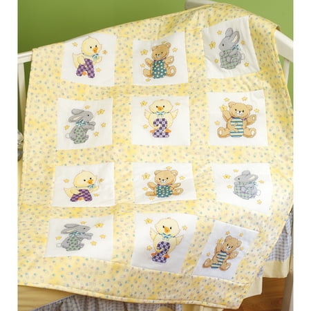 Stamped Cross Stitch Quilt Blocks 9"X9" 12/Pkg-ABC 123