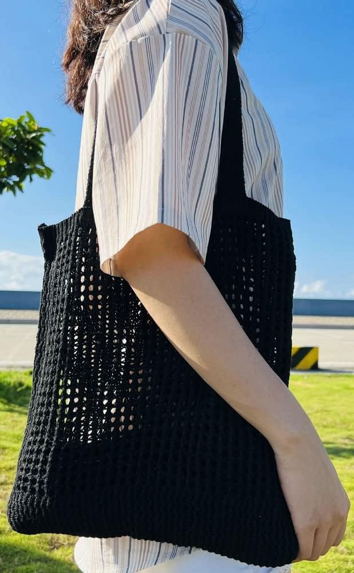 Kukuzhu Woven Hobo Bag for Women Shoulder Bag Knitted Hollow Handbag Purse Top Handle Large Totes for Summer Beach