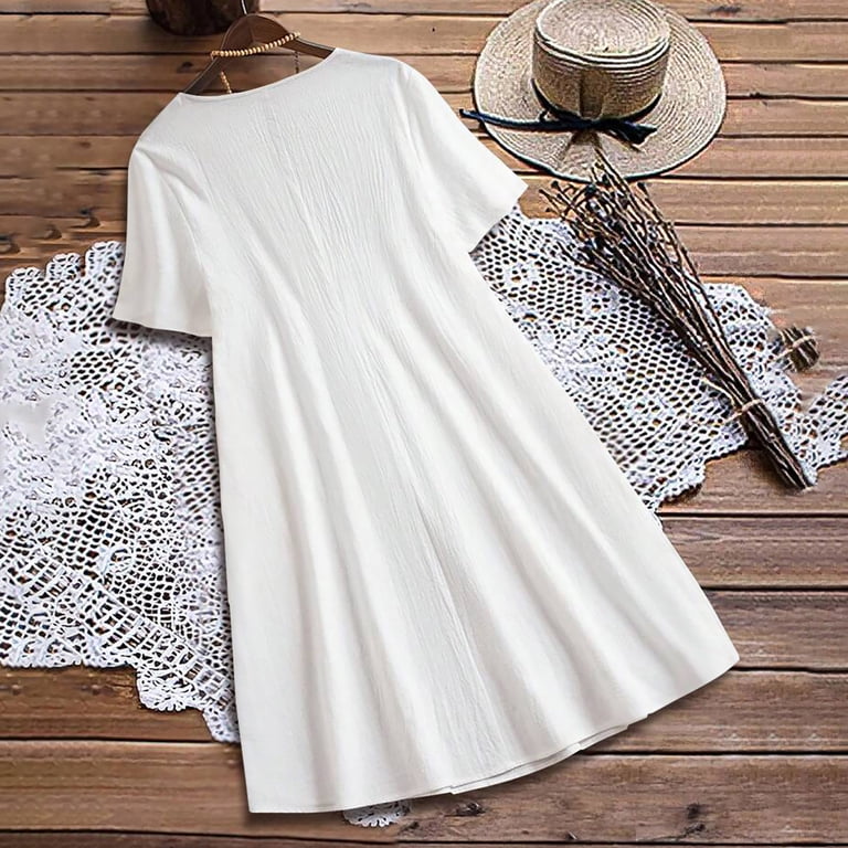 white fit and flare summer dress Fit and flare summer embroidered linen dress 5203 – Xiaolizi
