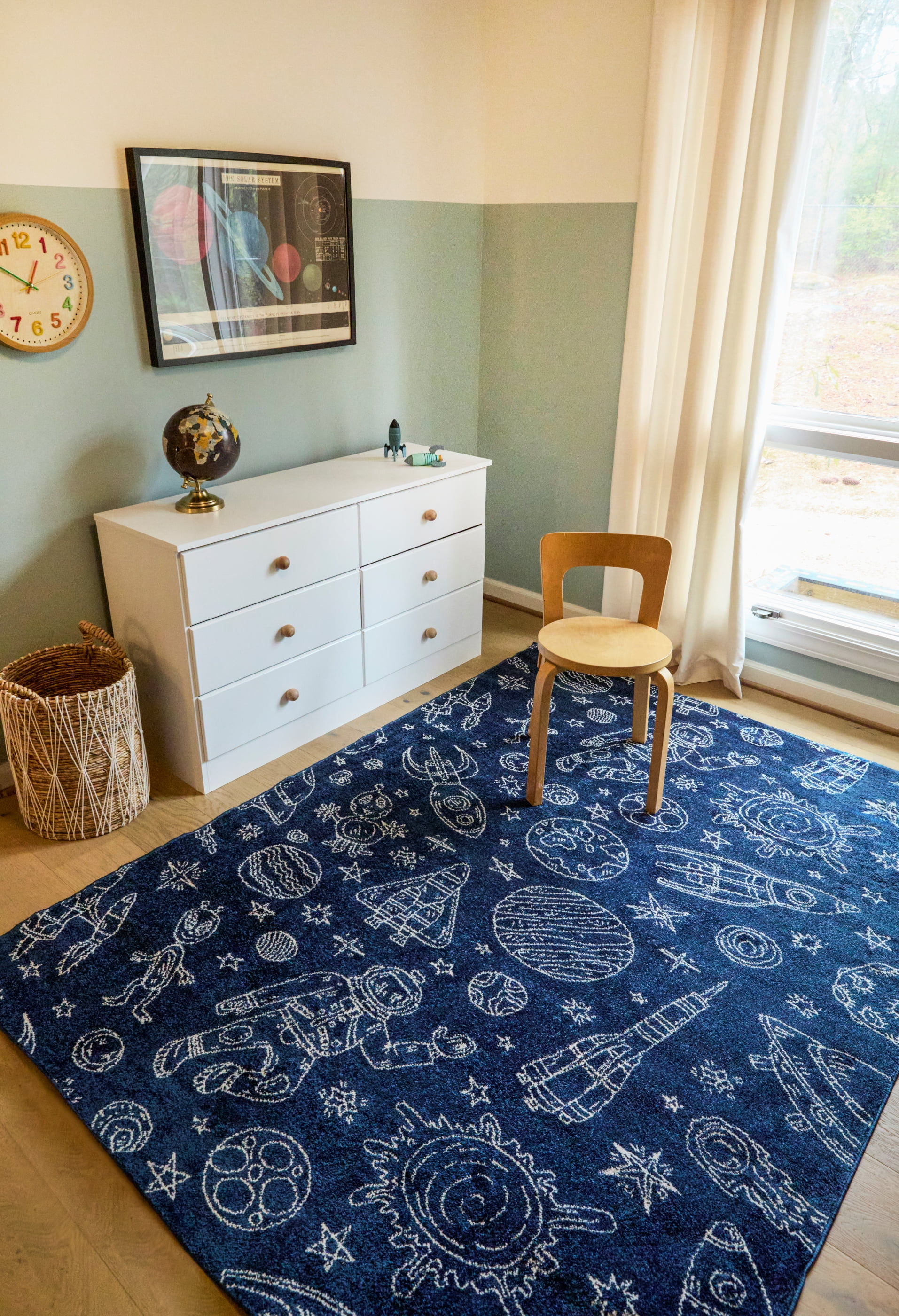 Mainstays Navy Space Indoor Rug, 5' 3"W x 7'L