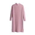 thumbnail image 2 of Antinious Women Solid Half High Neck Split Knit Dress Thickened and Loose Long Sleeve Midi Sweater Dress,Winter Dresses for Women,Long Sleeve Party Dress for Women,Pink,Free Size, 2 of 3