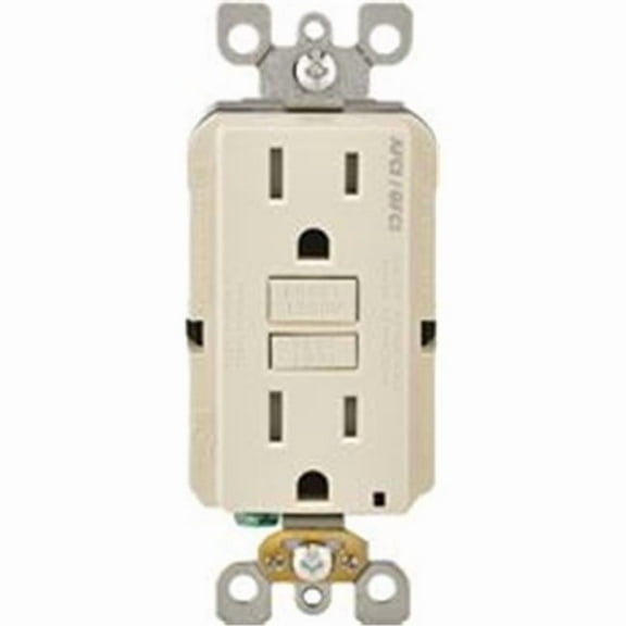 Leviton Smartlockpro 2-Pole Tamper-Resistant Duplex AFCI & GFCI Receptacle with Nema 5-15R - Light Almond - 125 V - 15 amp