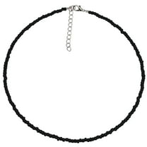 XmhyTop-A Rice Bead Necklace Bohemian Beaded Choker with Accents 1 Piece Boho Fashion Jewelry-Black