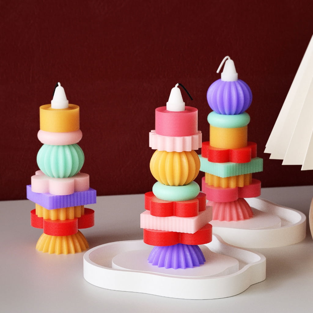 10Pcs Stacking Silicone Molds for Pillars Soap Chocolate Stackable Silicone Molds with Resin Tray Molds