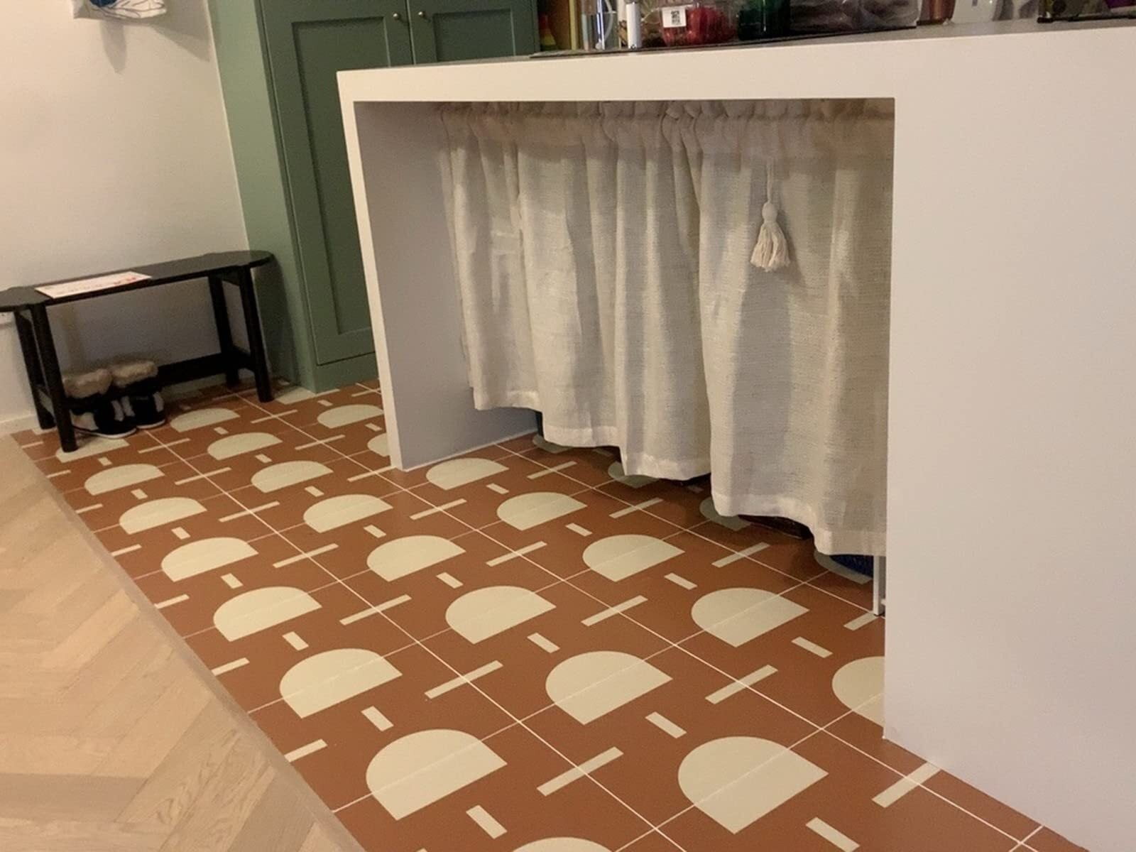 Kitchen Under Sink Solid Beige Linen Cotton Semi-Transparent Half Short Curtain for Small Window Door With Tassels, Rod Pocket