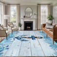 thumbnail image 2 of Area Rug 60×96in, Watercolor Nautical Anchor Coral Floor Carpet Living Room Rug, Ocean Theme on Farm Wood Non-Slip Welcome Mat Indoor Rugs for Bedroom Dining Room, 2 of 9