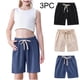 thumbnail image 1 of Odeerbi 2-10 Años Niños Niñas 3 Pcs Verano Algodón Lino Pantalones Cortos Entrenamiento Deportivos Cortos Lindo Color Sólido Pantalones Cortos Suaves Respirables, 1 of 9