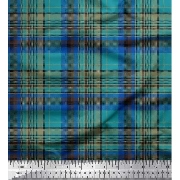 Soimoi Cotton Duck Fabric Plaid Check Print Fabric by The Yard 56 Inch Wide