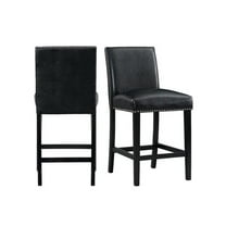 Home Square 2 Piece Faux Leather Counter Height Side Chair Set in Black