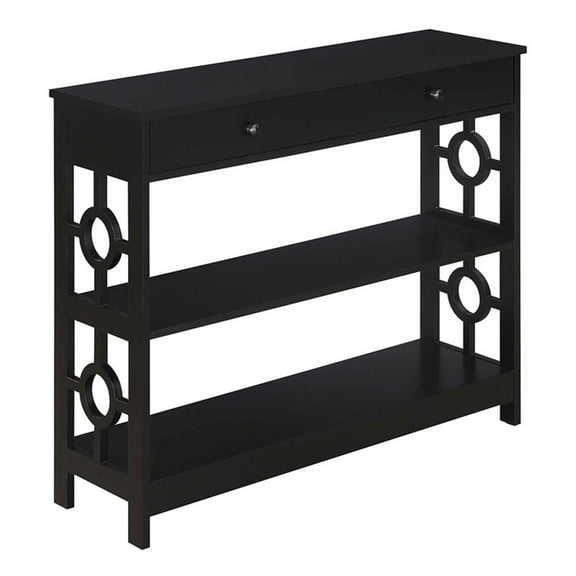 Pemberly Row Contemporary 1 Drawer Console Table in Black Wood Finish
