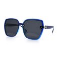 thumbnail image 4 of Womens Luxe Rhinestone Jewel Hinge Oversized Rimless Butterfly Sunglasses Blue - Black, 4 of 8