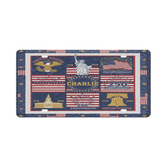 USA 250th Anniversary (1776-2026) Patriotic License Plate Cover - Vintage American Symbols Statue of Liberty & Liberty Bell Front License Plate Decor