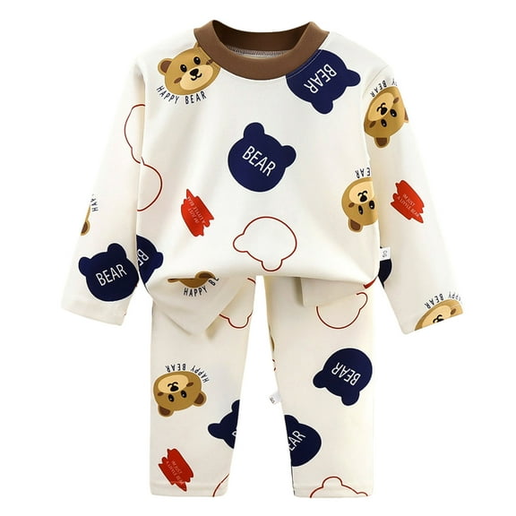 Baby Boy Girls's Wear Cotton Long SleevePolo Shirt with Drawstring Prints 2PCS Set for Smart Look kids Winter Outfit 2PC Long Sleeve Pajamas Set 3 6 9 12 18 24 Months 2T 3T