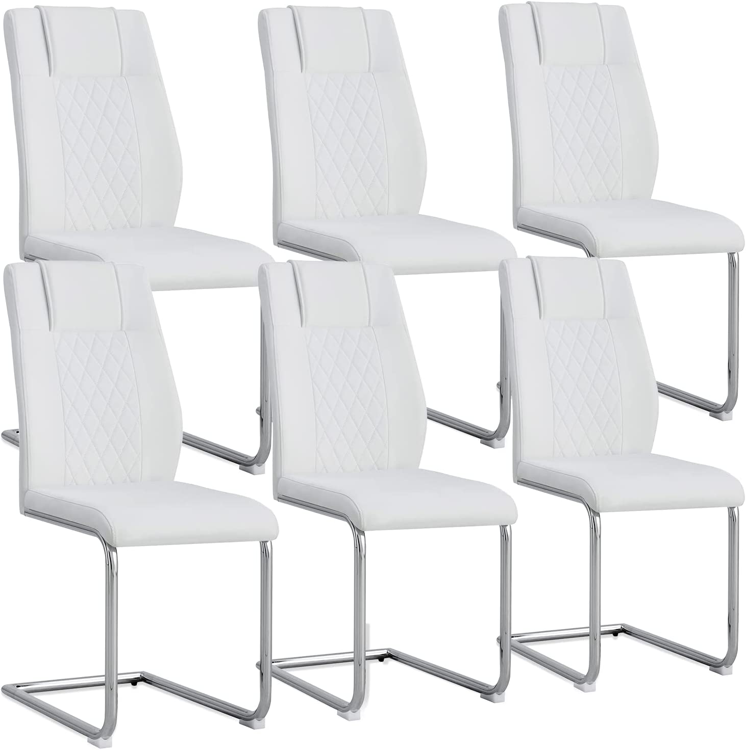 Sumdeal Modern Dining Chairs set of 6, Dining Chairs, Metal Kitchen Chairs with Leather Padded ...