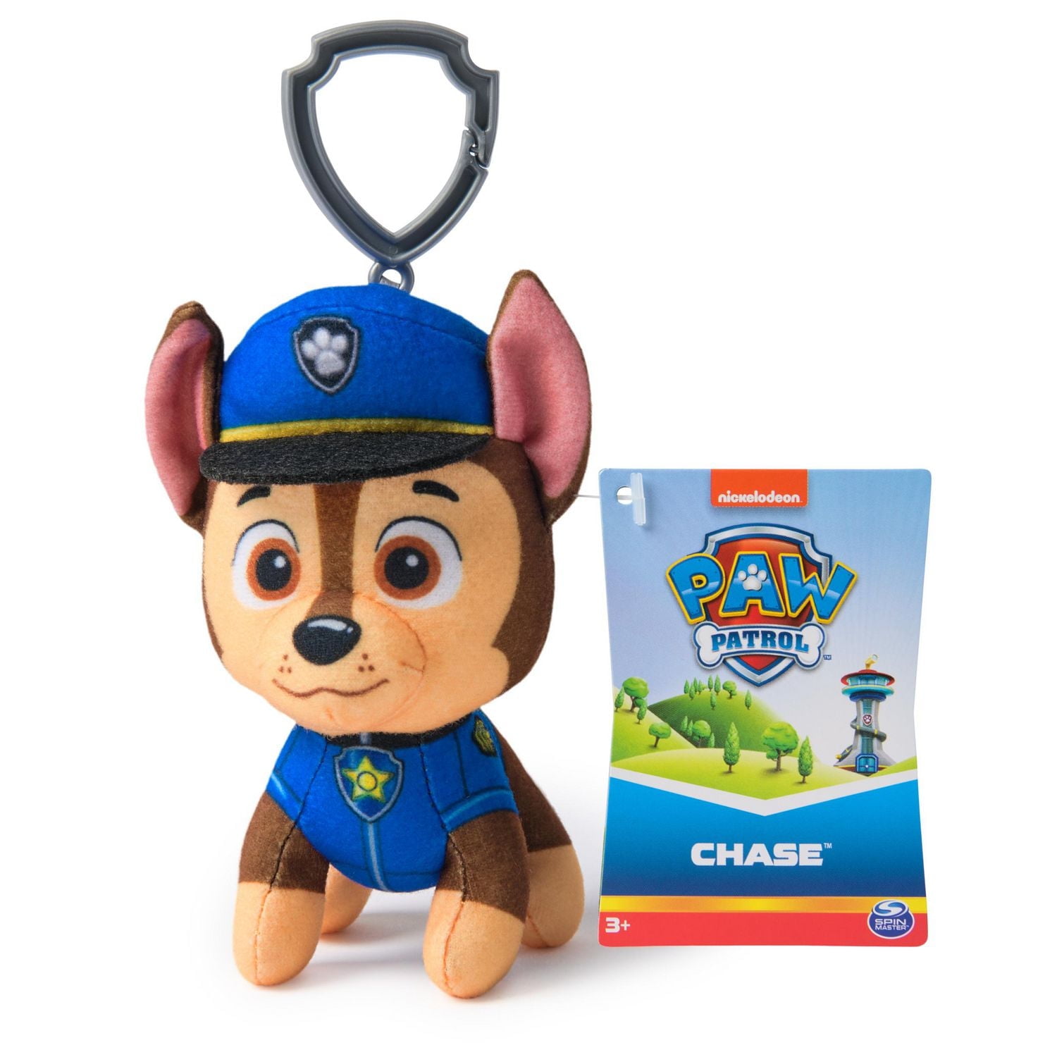 PAW Patrol: Rescue Wheels, 4-Inch Chase Plush Toy, Miniature Stuffed Animals with Keychain Clip, Kids Toys for Boys and Girls 3+