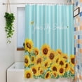 thumbnail image 3 of Summer Flowers Shower Curtain, 72" x 72", Watercolor Sunflower Letter Print Blue Stripes Waterproof Bathroom Curtain Washable Shower Curtain Set with 12 Hooks, 3 of 8