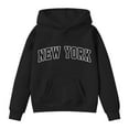 thumbnail image 4 of Telankuip Hoodies Sweatshirts for Girls Long Sleeve New York Letter Printed Loose Pullovers Kid's Drop Shoulder Comfort Warm Hooded Tops 2025 Fall Fashion Must Haves Black 11-12 Years, 4 of 4