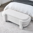 thumbnail image 2 of End of Bed Storage Bench, Upholstered Entryway Bed Bench with Sturdy Legs, Modern Indoor Accent Bench Foot of Bed Storage Ottoman Bench for Living Room, Bedroom, Hallway, White, 2 of 9
