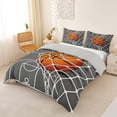 thumbnail image 3 of Castle Fairy Gray Basketball Hoop Print Bedding, Court Line Design Duvet Cover Full, Gray Orange White,Grey Reversible,3pcs,1 Duvet Cover and 2 Pillowcases, 3 of 6