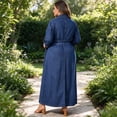 thumbnail image 4 of Deep Blue Plus Size Denim Dress for Women, Lapel Button Front Belted Maxi Dress for Work and Casual, 4 of 5