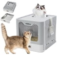 thumbnail image 1 of Caja de arena para gatos AiQinu plegable de acero inoxidable con tapa XL, 1 of 6