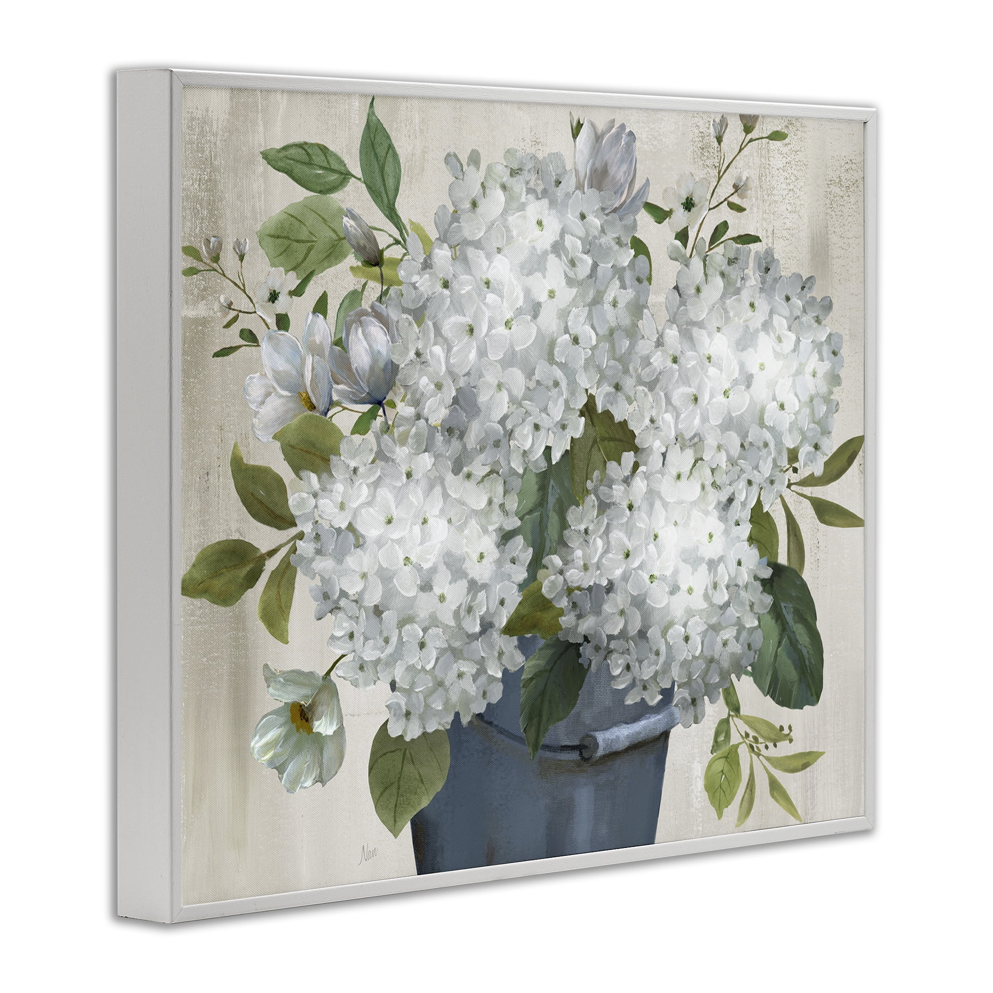Stupell Industries Country Hydrangea Vase Botanical & Floral Painting White Framed Art Print Wall Art, 14 x 11