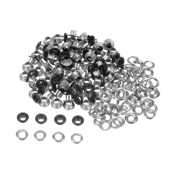 Kit de 100 Juegos de ojales Unique Bargains 4mm 0.16' herramienta para Zapatos Ropa Cinturón Bolsa bricolaje Mate negro