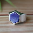 thumbnail image 5 of Lapis Lazuli Ring, Hexagon Ring, Blue Stone Ring, Bold Statement Ring, Men's Signet Ring, Geometric Ring, Boho Ring, Unisex Ring, Gift Item, 5 of 6