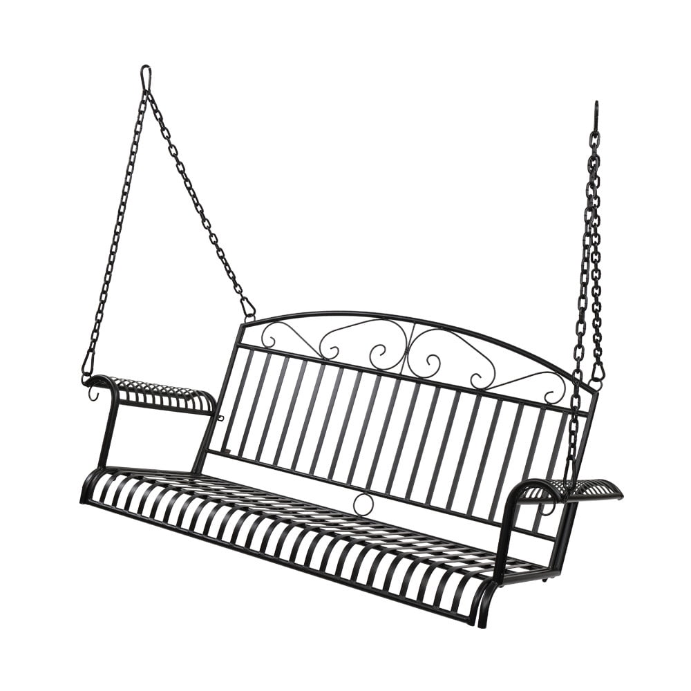 55” Long Hanging Swing Chair Heavy Duty Iron Porch Swing Bench 2 Seats