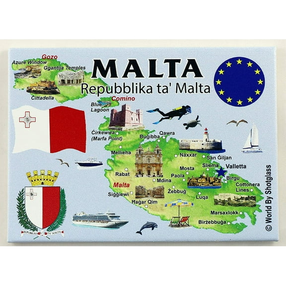Malta EU Series Souvenir Fridge Magnet 2.5" X 3.5"