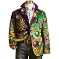 thumbnail image 5 of YOIAVAIOY Mardi Gras Blazer for Men Corduroy Holiday Funny Printed Suit Jackets Carnival Party Formal Office Blazers with Pocket Purple XXXL, 5 of 5