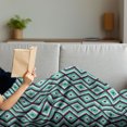 thumbnail image 3 of Teal and White Soft Flannel Fleece Throw Blanket, Abstract Geometric Minimalists Design Retro Diamond Line, Cozy Plush for Indoor and Outdoor Use, 70" x 90", Seal Brown Sea Green, by Ambesonne, 3 of 5