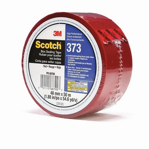 Scotch Carton Tape, Polypropylene, Red, 48mm x 50m 373
