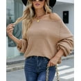 thumbnail image 3 of Fuzzy Texture Raglan Sweater Beige Small, 3 of 4