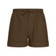 thumbnail image 6 of Hurxie Mens 5 Inch Linen Shorts - Casual Elastic Waist Drawstring Summer Beach Shorts with Pocket Coffee,4XL, 6 of 7