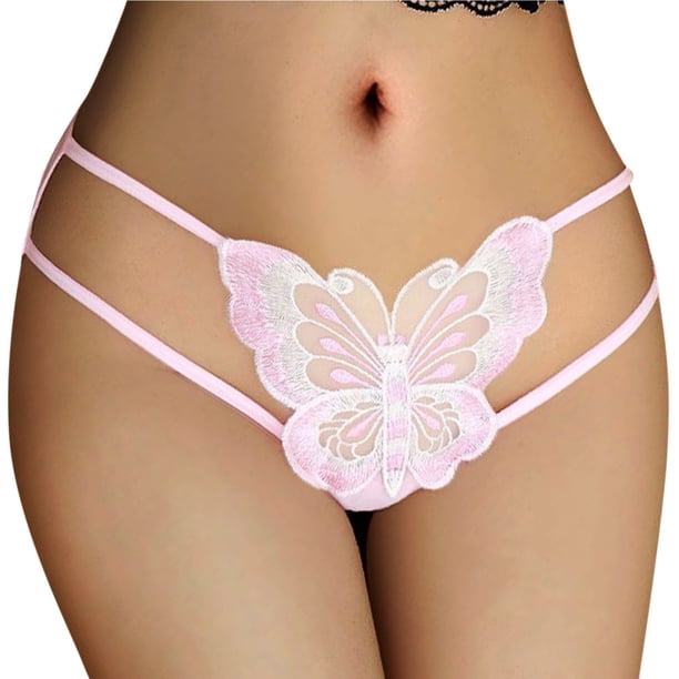 Gibobby Calzoncillos de encaje para mujer sexys Ropa interior de encaje para mujer con diseño de Ahueca hacia fuera la ropa interior sexy(Rosa,XL)