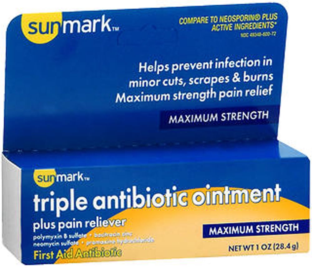 Sunmark Triple Antibiotic Ointment Plus Pain Reliever, 1 Oz