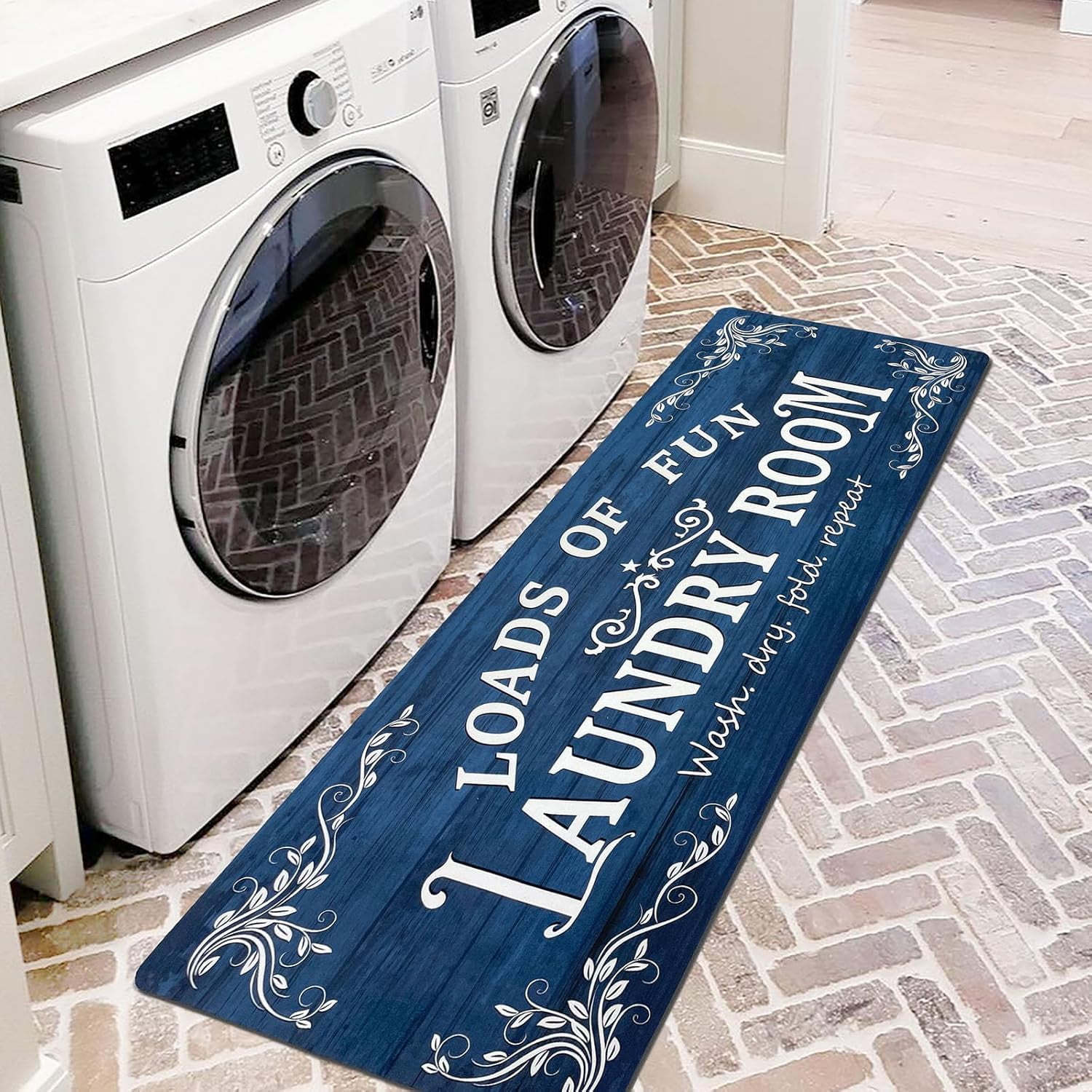 Laundry Room Rug Runner 20"x48" Non Slip Waterproof Laundry Mats for Laundry Room Decor Washable Floor Farmhouse Laundry Rug for Mudroom, Washroom, Bathroom, 2x4, Light Grey