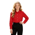 thumbnail image 4 of Tiijoy Boys Long Sleeve Button Down Shirt Casual Solid Pocket Shirt Top, Red, Sizes 9-16, 4 of 6