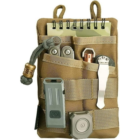 VIPERADE VE3 Tool Pouch Pocket Organizer Nylon Tool Belt Loop Pouch with 4 Pockets Tool Storage EDC Pouch for Flashlight/Pocket Knife Tactical Pen Notebook (Tan)