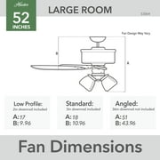 Hunter 52 inch Indoor Ceiling Fan with LED Lights and Pull Chain - Standard Mount Ceiling Fan, 5 Blades, For Bedroom, Living Room, or Kitchen, Quiet - Studio Series 53064, Brushed Nickel