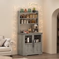 thumbnail image 2 of Spacious 6-Tier Farmhouse Baker's Rack with Glass Door – Kitchen Pantry Hutch, Thick Countertop, Storage Cabinet, Microwave Stand, Coffee Bar Organizer for Dining Room – White, 2 of 8