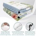thumbnail image 4 of Quilts Twin Size Bedding Set, Tropical Botanical Lightweight Quilted Comforter, Pastoral Leaves Floral Blue Stripes Soft Reversible Bedspread Coverlet with Pillow Covers for All Season, 68" x 86", 4 of 9