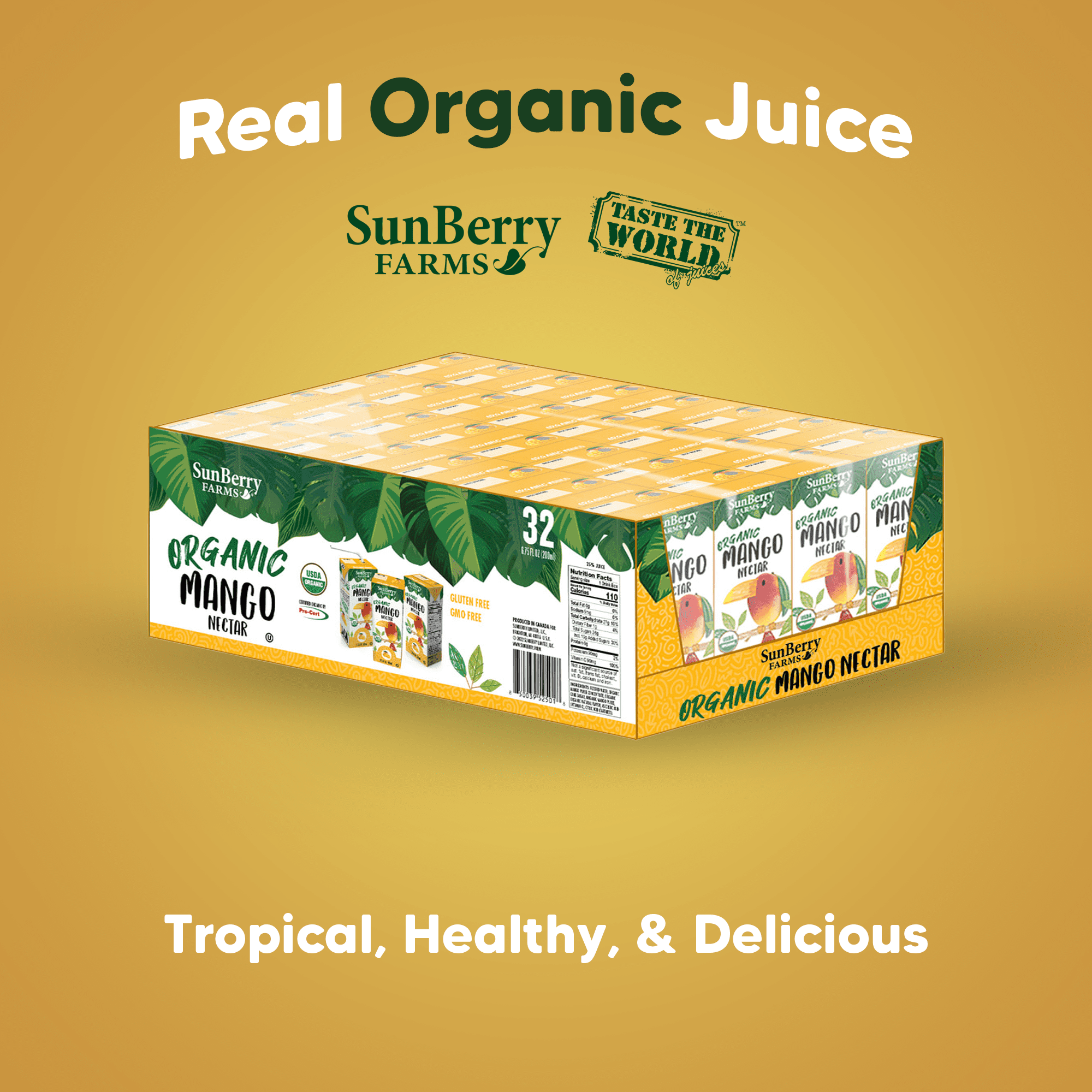 Sunberry Farms Organic Mango Nectar, 6.75 Fl oz, 32 Pack