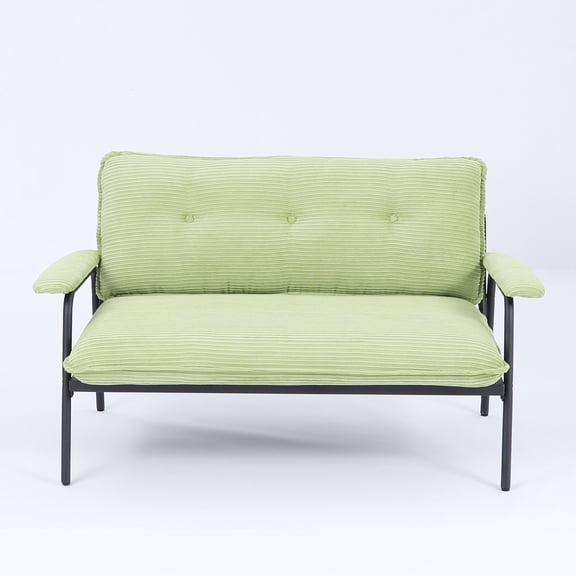 Cterwk 2 Seater Loveseat Sofa with Metal Frame, 53 inch Upholstered Corduroy Sofa Couch for Living Room, Office, Bedroom, Green